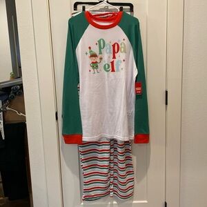 Cuddl Duds‎ Men’s Papa Elf Pajama Set.  Long Sleeve with Stripped Pants.